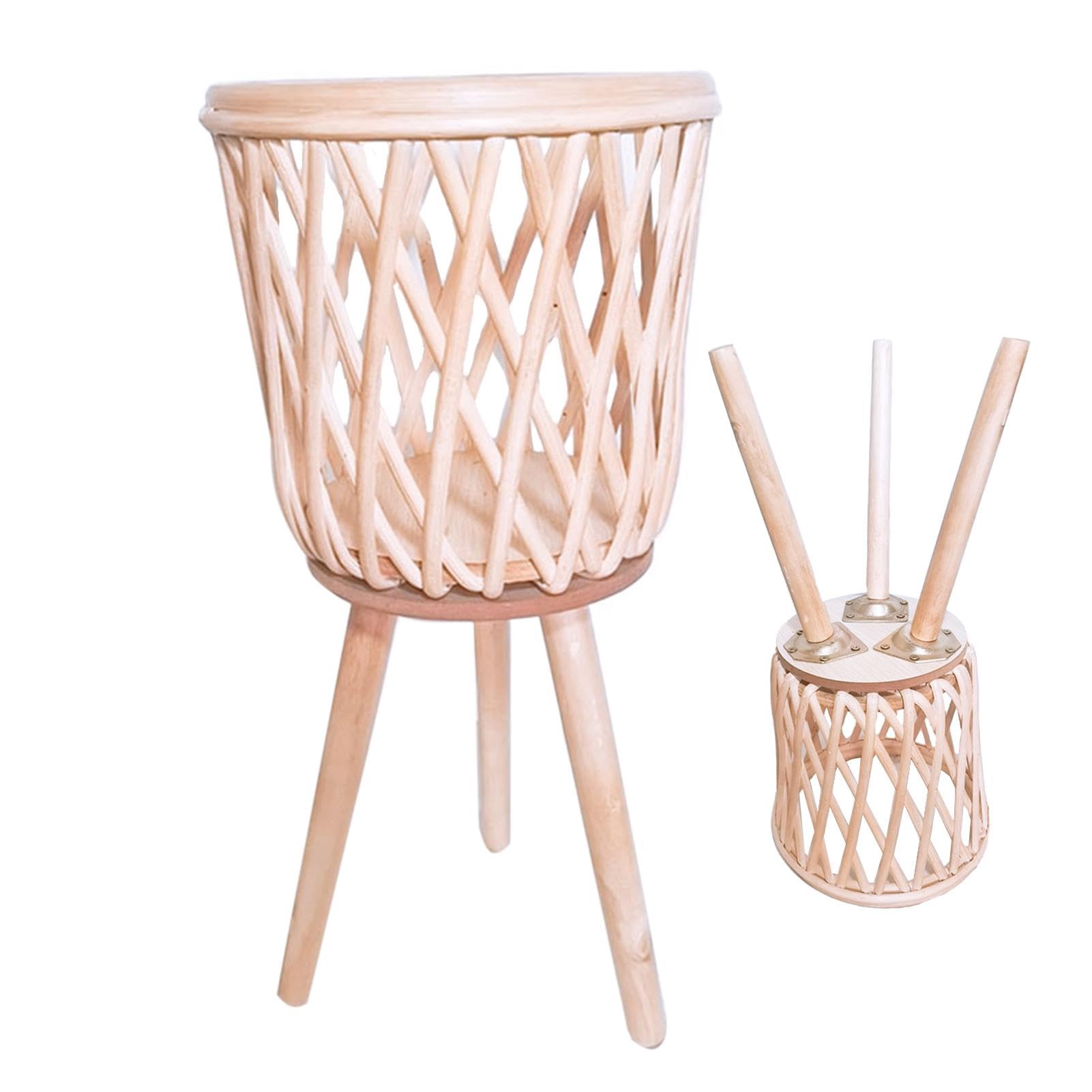 Supporto per piante con cesto in rattan, Supporto per fiori con cesto in rattan - Fioriera a cesto per salotto | Robusta fioriera in cestino per salotto, moderna fioriera da pavimento Boho