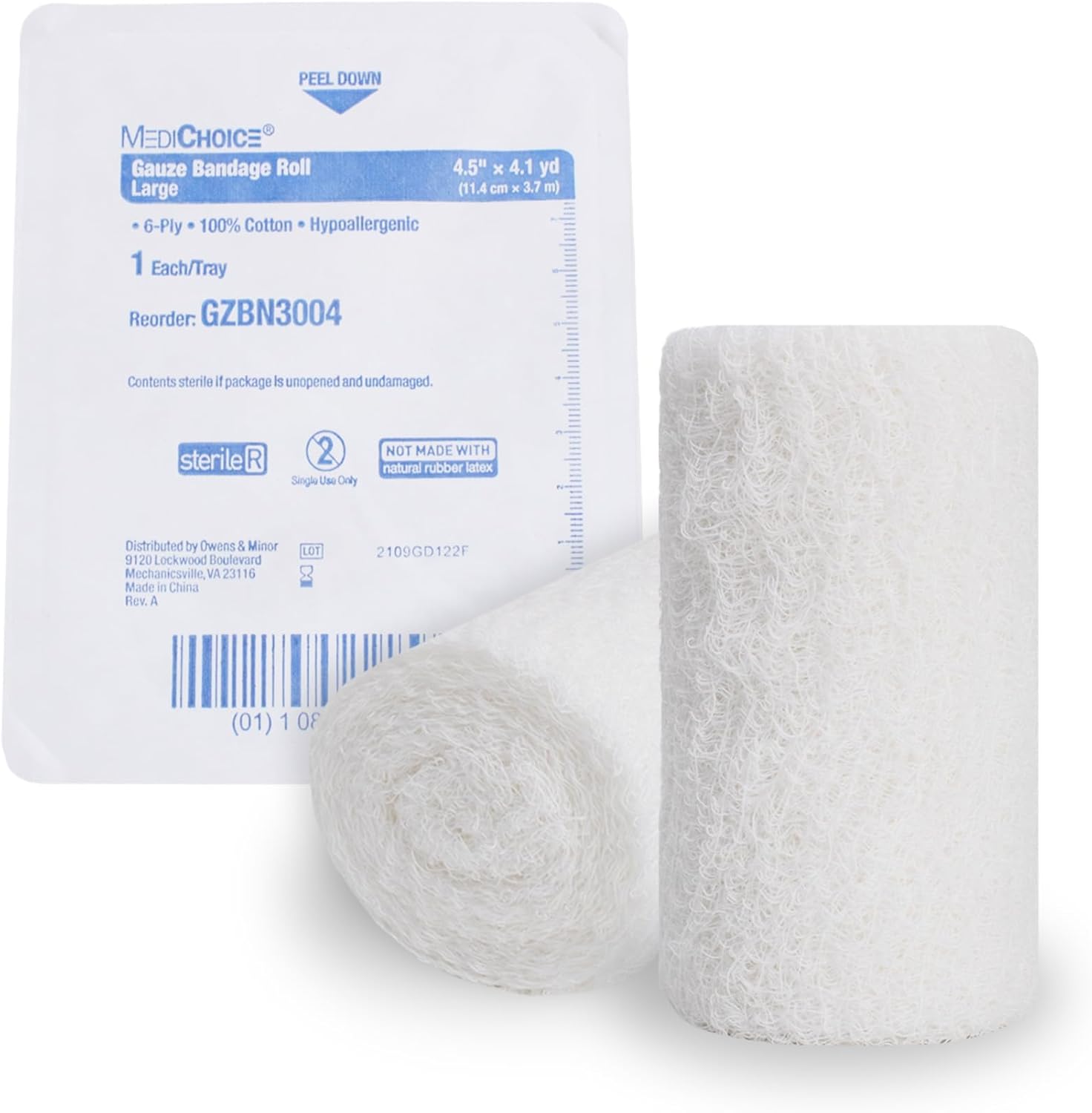 Sterile Gauze Rolls [60 Rolls] - 4.5” x 4.1 Yards Rolls, 100% Cotton Wound Dressing Sterile Wraps, 6 Ply Individually Wrapped Weaved Bandage, Highly Absorbent First Aid Gauzes