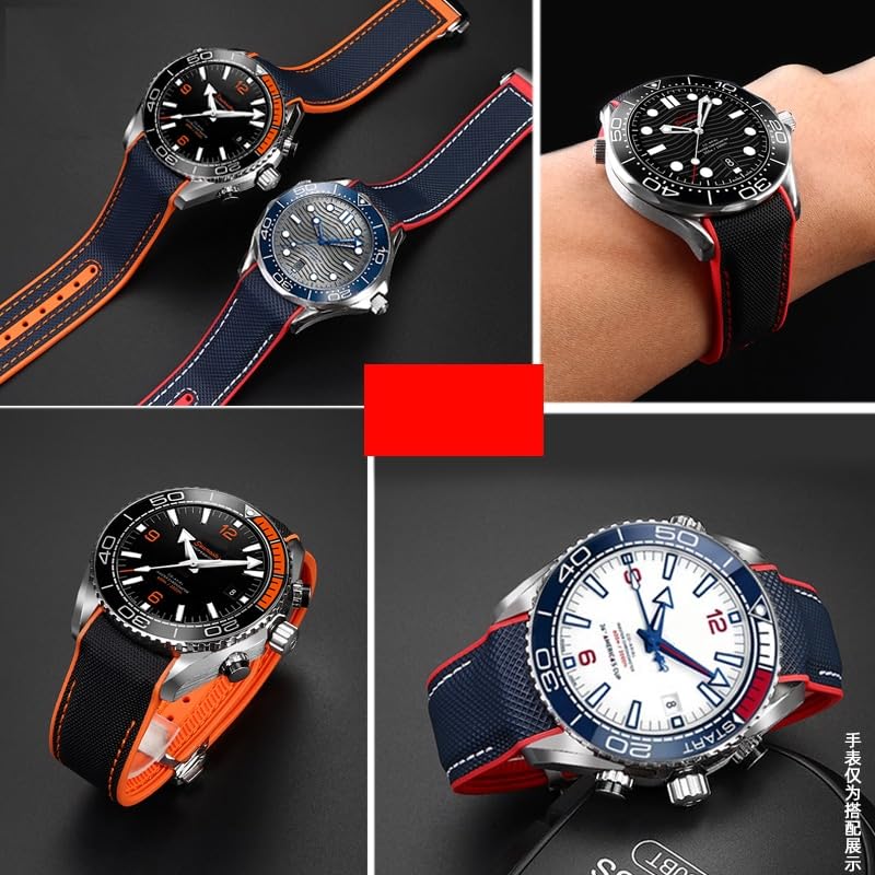 Bracelet montre caoutchouc nylon 22 mm deployant pour Planet Ocean