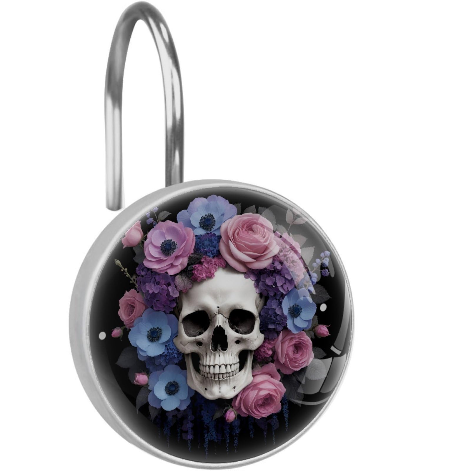 VAPOKF Decorative Shower Curtain Hook, Roses Skeleton Rustproof Stainless Steel Shower Curtain Hook for Bathroom, Shower Curtain Hangers for Shower Rod