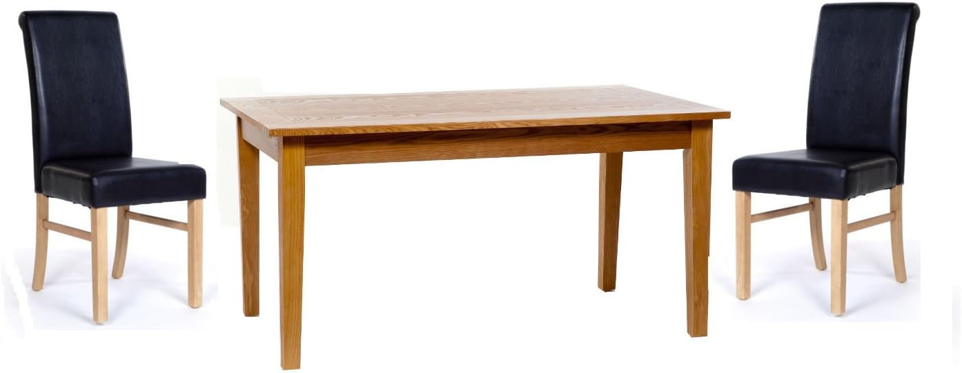 Hamilton Ash Veneer 150cm 4 Seater Dining Set Brown Faux Leather 4