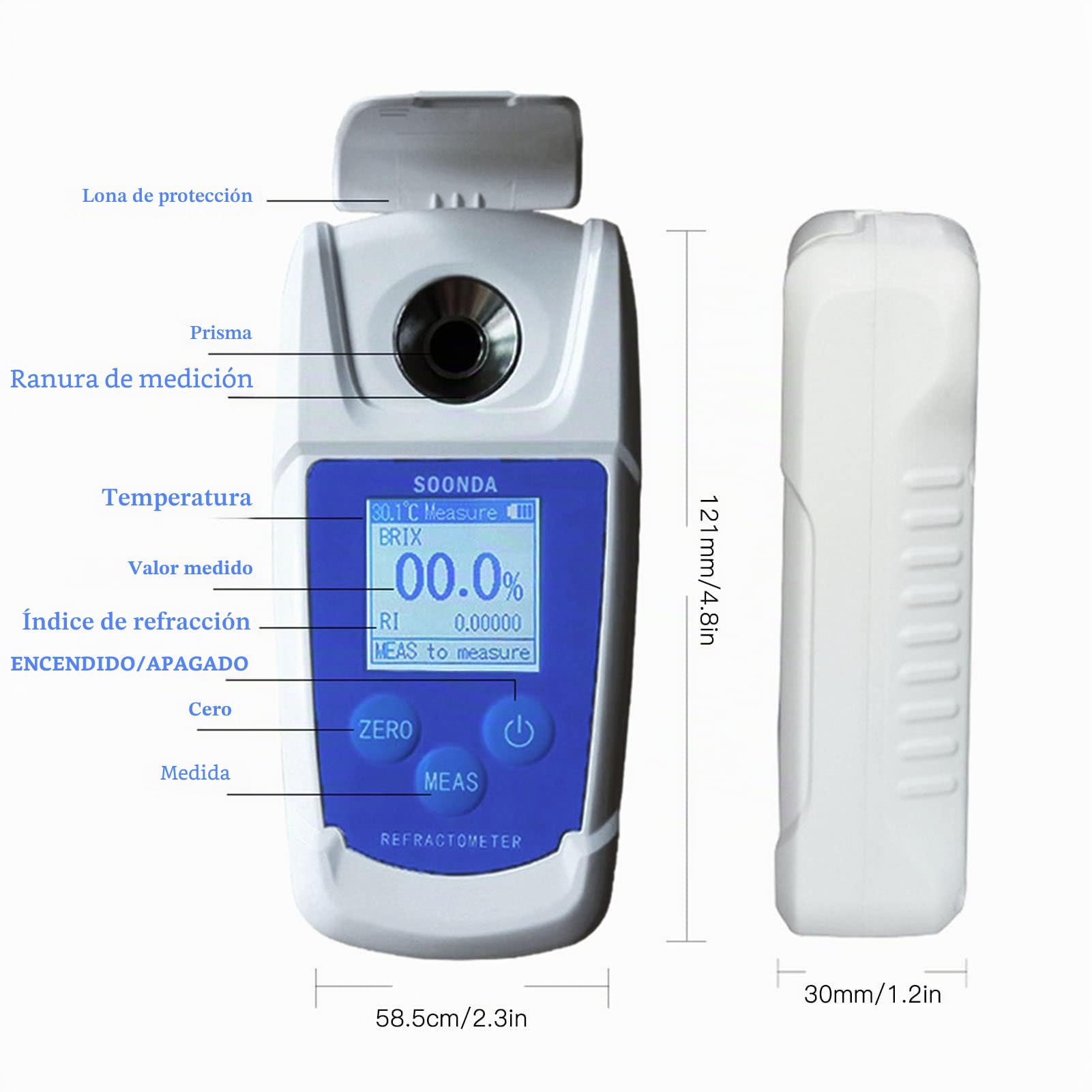 Refractómetro Brix refractómetro grados brix 0 55% Medidor Brix Pantalla Retroiluminada HD de Alta Precisión Prisma Refractivo de Alta Transmitancia para Medir Refraktometry