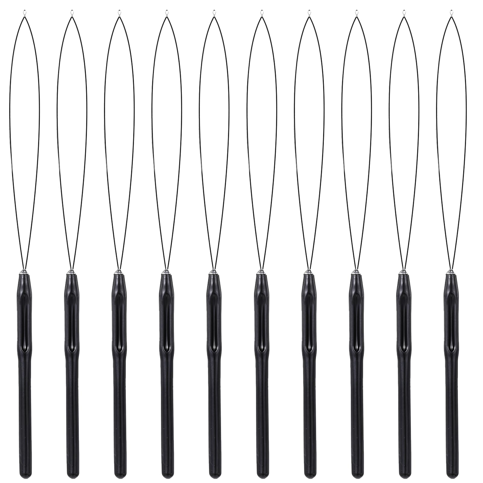 Photo 1 of 10 Pcs Hair Extension Tools, Pulling Hook Needle and Bead Device for Braiding, Hairs Loop Styling Tool, Tinsel, Hair Extensions, Black