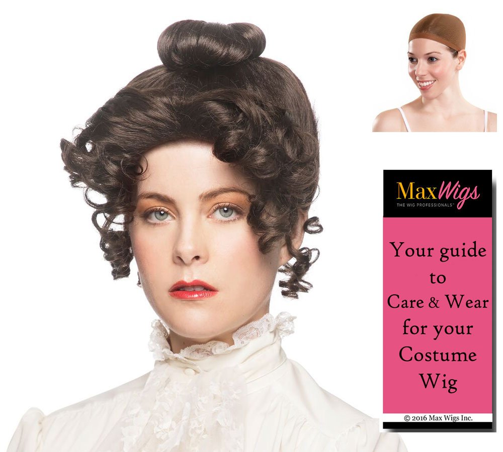 Gibson Girl Color Brown - Enigma Wigs Upsweep 20th Century Theater Youthful Bundle with Wig Cap, MaxWigs Costume Wig Care Guide