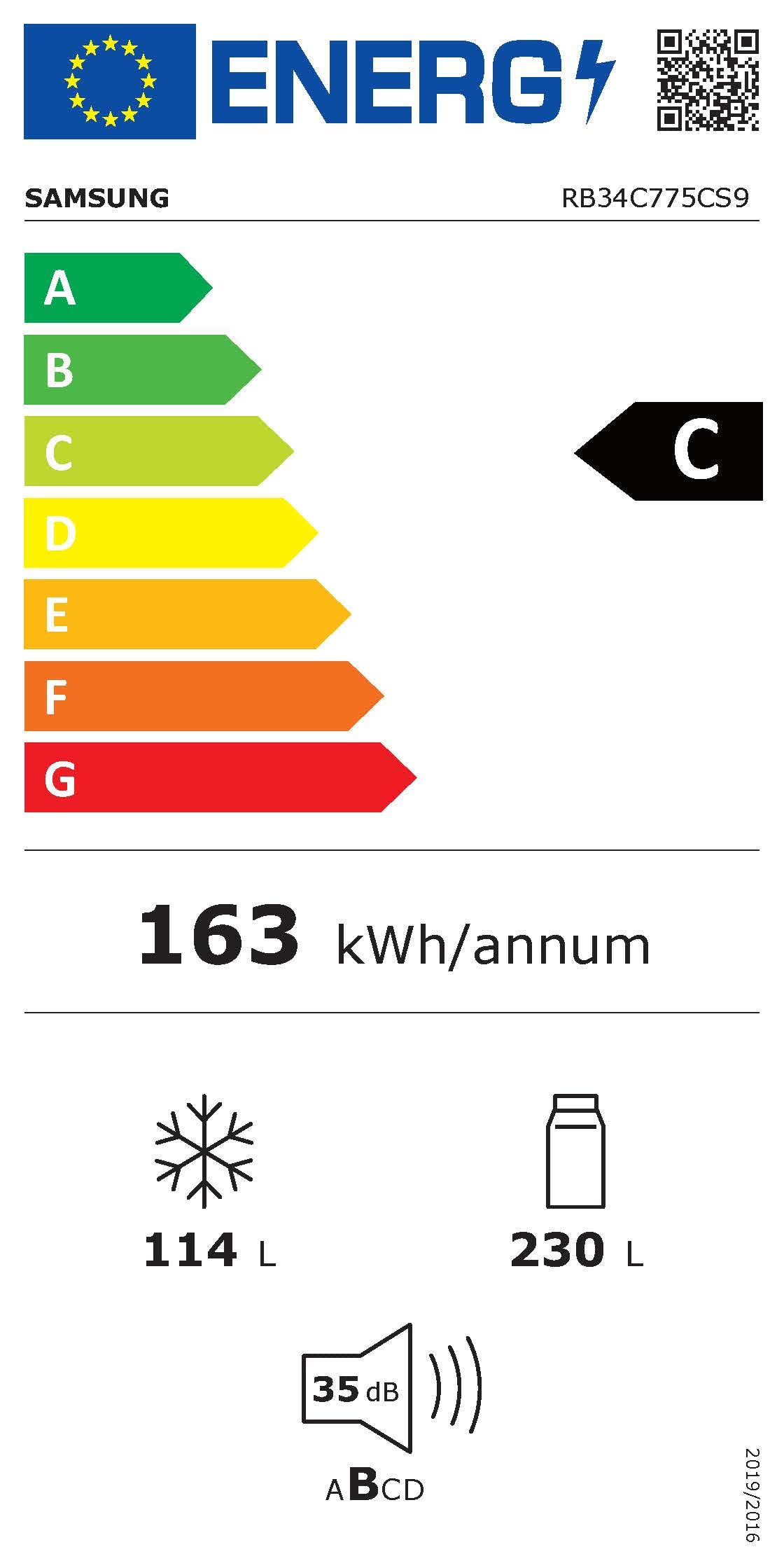Samsung EcoFlex AI RB34C775CS9/EF Frigorifero Combinato, WiFi, SpaceMax, Total No Frost, All Around Cooling, Motore Digital Inverter Garantito 20 Anni, 344 L, LxAxP: 59,5 x 185,3 x 65,8 cm, Metal Inox