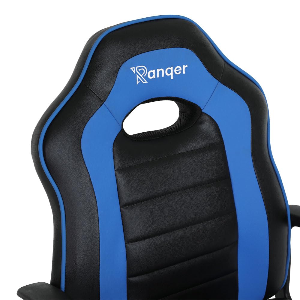 Junior Warrior Sedia Gaming Per Bambini 6-12 Anni Ergonomica Regolabile In Altezza Con Telaio Robusto, Base In Nylon, PU Di Alta Qualità, Comfort Per Studio E Gioco In Vari Colori, Nero/Blu