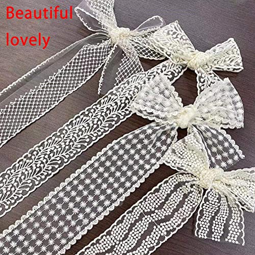 Wiosny 10 Styles Of Lace Ribbon Lace Trim Diy Sewing Craft Supply Christmas Package Wedding Decoration Craft Hair Bow Making Each Style Is About 1M In Length (Beige①) #TOP5