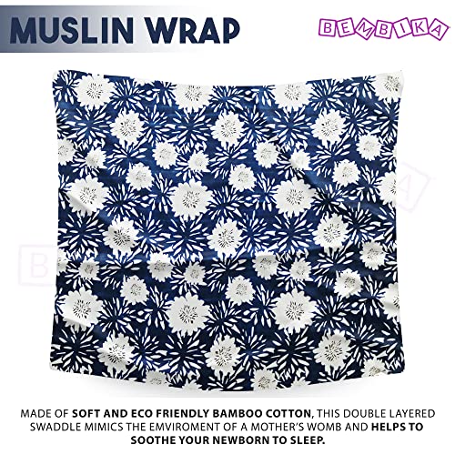 Image of BEMBIKA Bamboo Muslin Swaddle Wrap Baby 120X110 Cm Stroller Blanket Receiving Blanket for Newborn (Orchid)