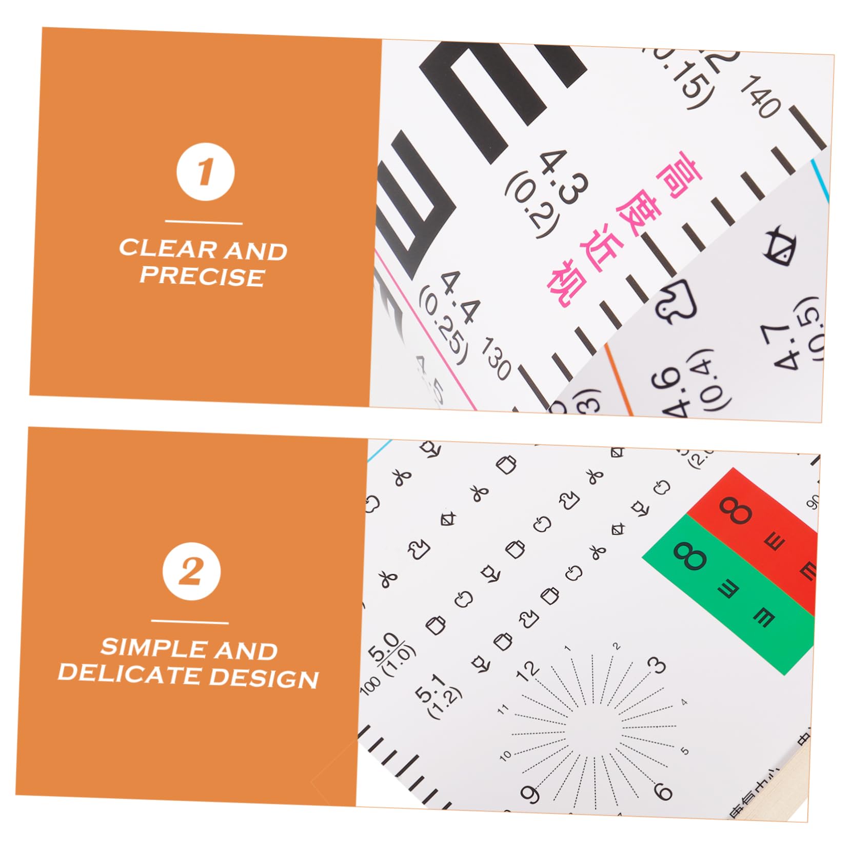 VILLFUL 1 Set Vision Test Chart Eye Mask Eye Exam Tool Hanging Eye Chart Portable Eye Occluder Hand Pointer for Eye Exam Handheld Eye Occluder Eye Occluder for Vision Test Wood