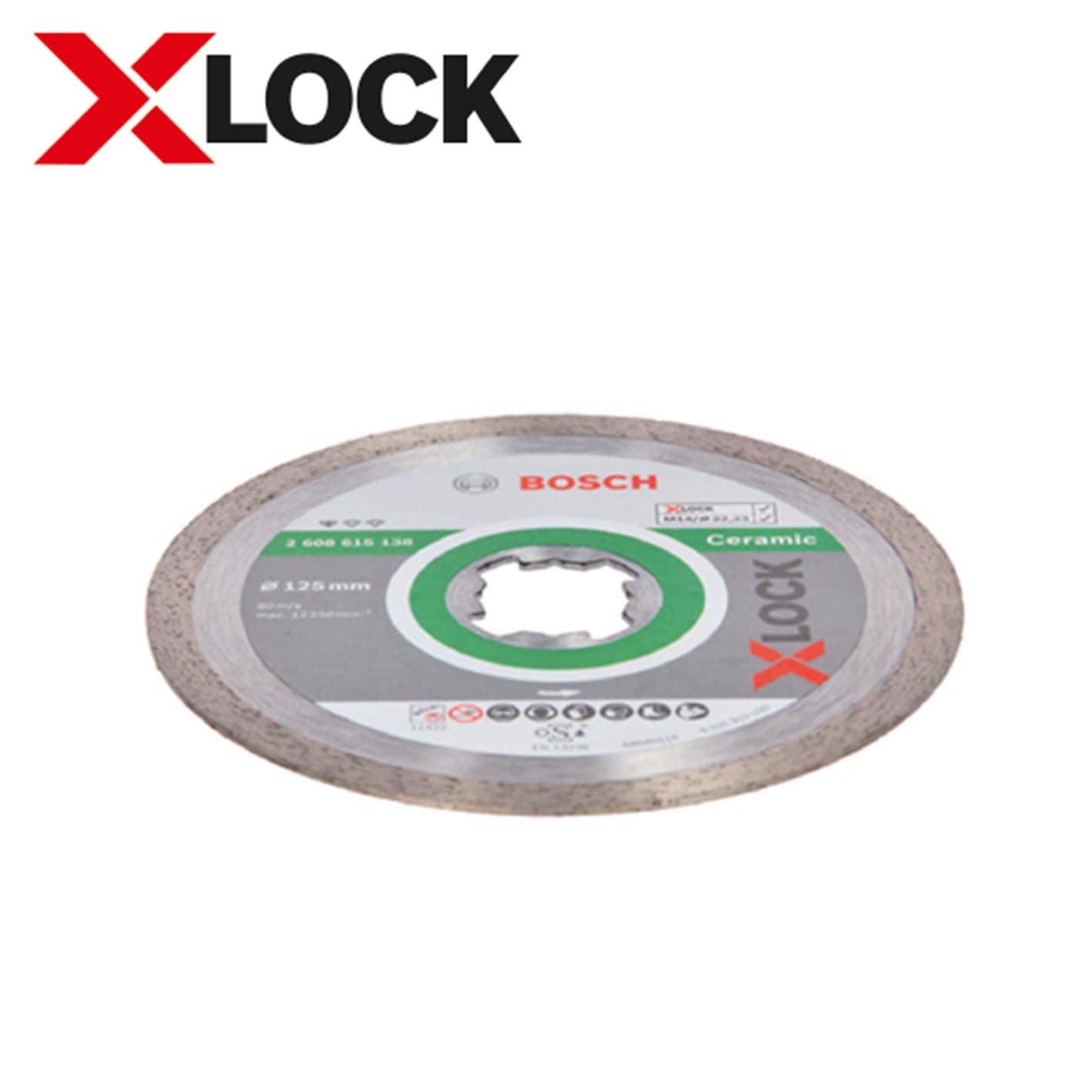Bosch Professional Standard - Disco de corte de diamante (para cerámica, X-LOCK, Ø125 mm, diámetro del orificio: 22,23 mm)