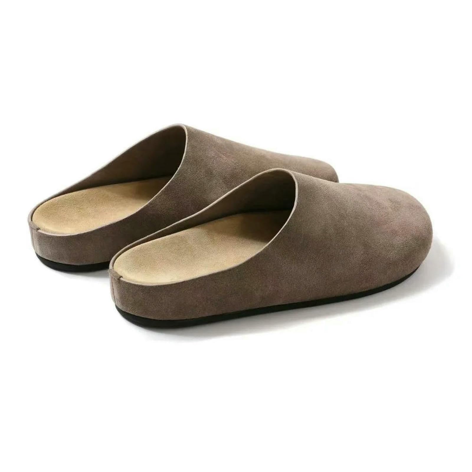 Piżama Kobiety Zamszowe Mules Buty Projektant Płaskie Okrągłe Toe Casual Comfort Slajdy Gruba podeszwa Kapcie Retro Ogród Mule Clog