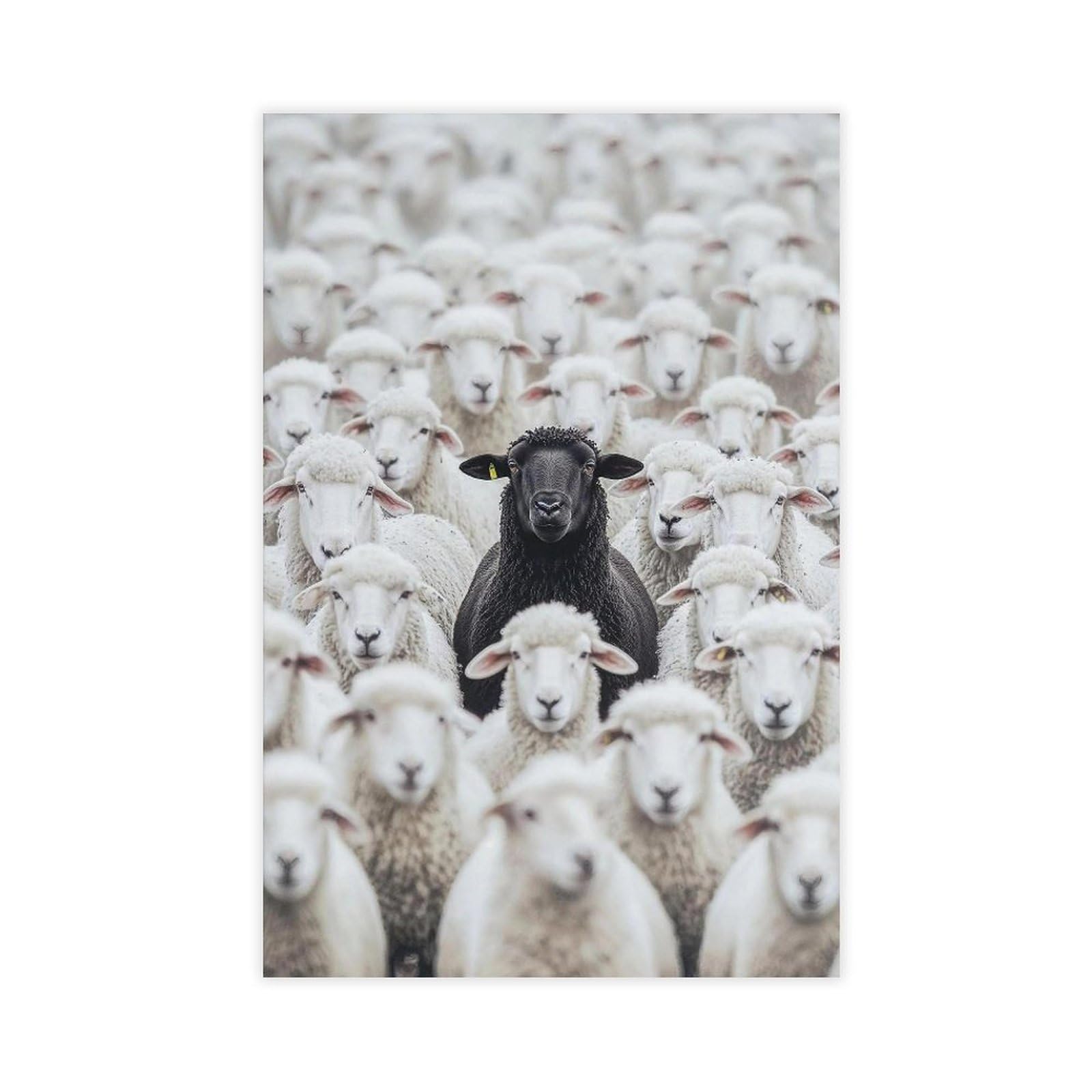 Oahfdf Black Sheep Photographic Canvas Poster Wall Art Decor Print Picture Paintings For Living Room Bedroom Decoration 12X18inch(30X45cm)