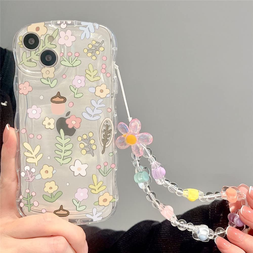 Étui 3D Fleur Avec Chaîne Poignet Pour IPhone 13 Pro Max XR Plus - Neuf - Anti-choc