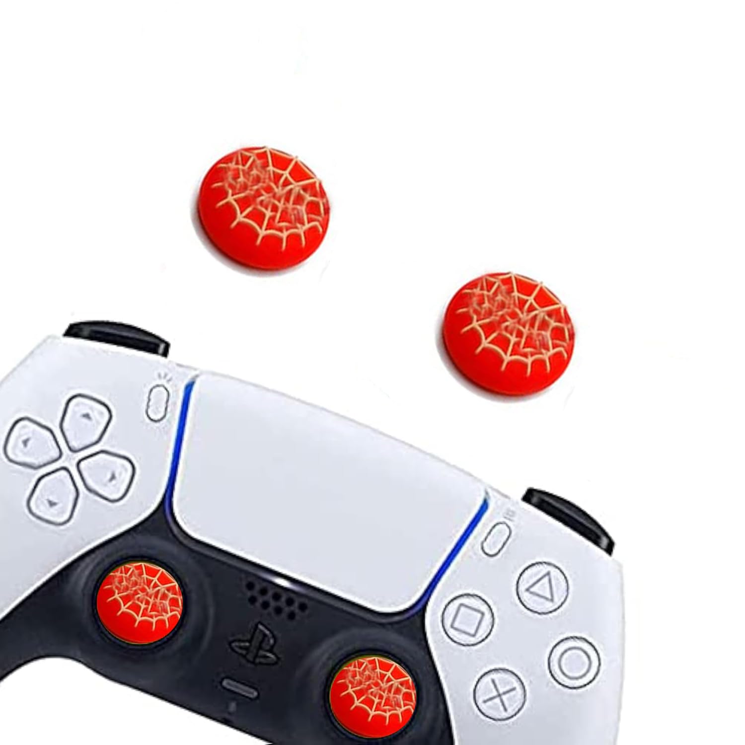 2Pcs Analog Thumb Grip Stick Cover, Dualsense Wireless Controllers Game Remote Joystick Cap, Fantastic Non-Slip Silicone Handle Protection Cover for PS5/PS4/Xbox one/360/NS PRO (Spider Man)