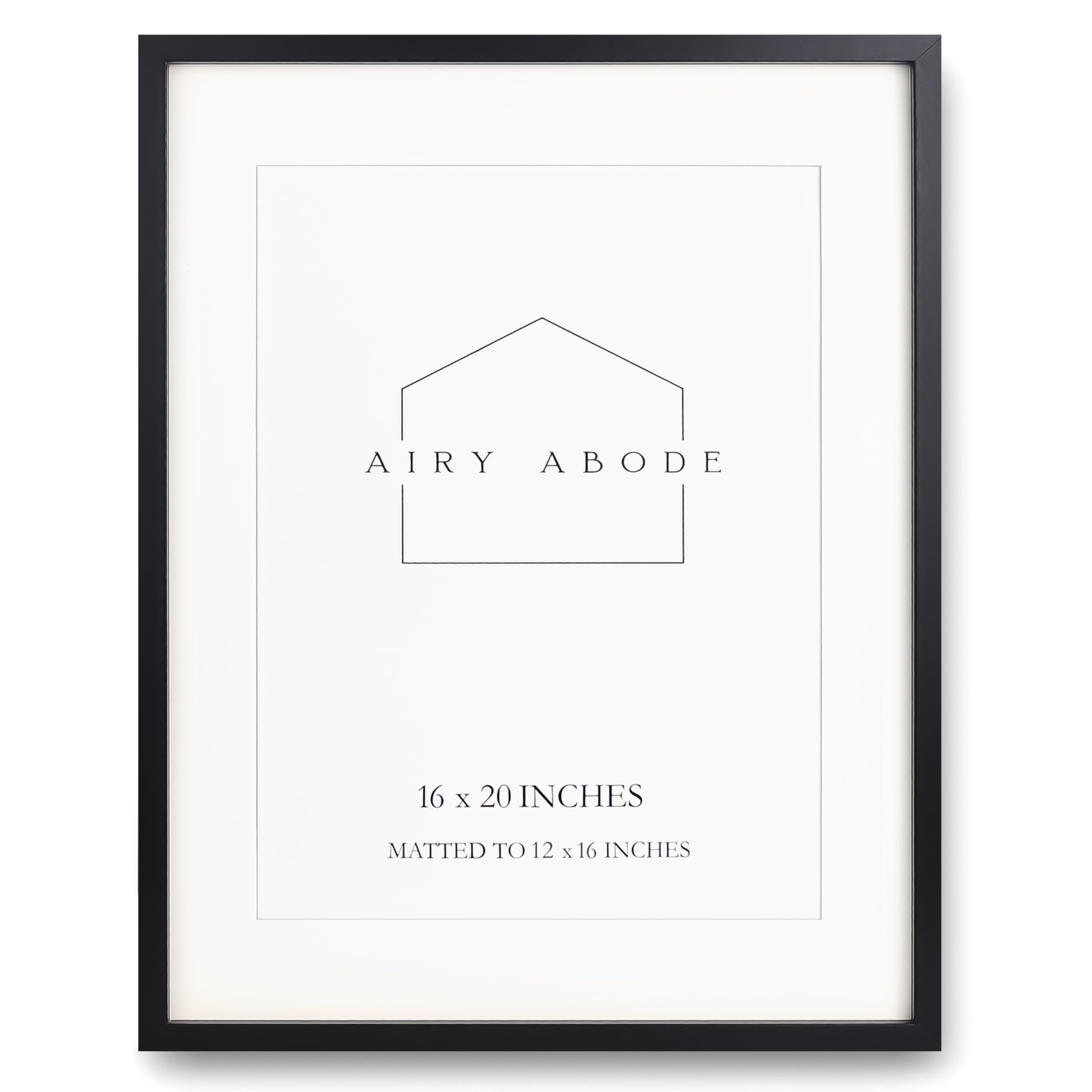 premium black wood picture frame 16x20 matted to 12x16 - pick your size and color