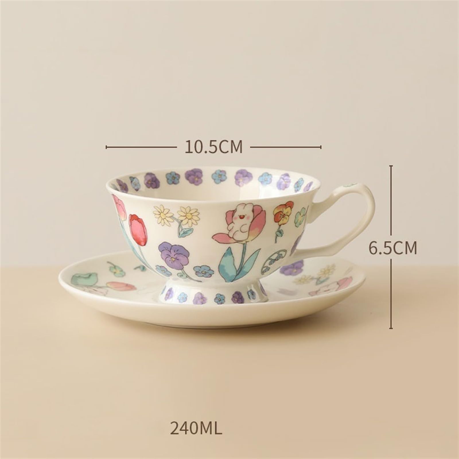 Kubek do kawy - wysokiej jakości ceramiczny zestaw filiżanek do herbaty i spodków - 240 ml wykwintne popołudnie, idealny na świąteczne prezenty i do użytku domowego