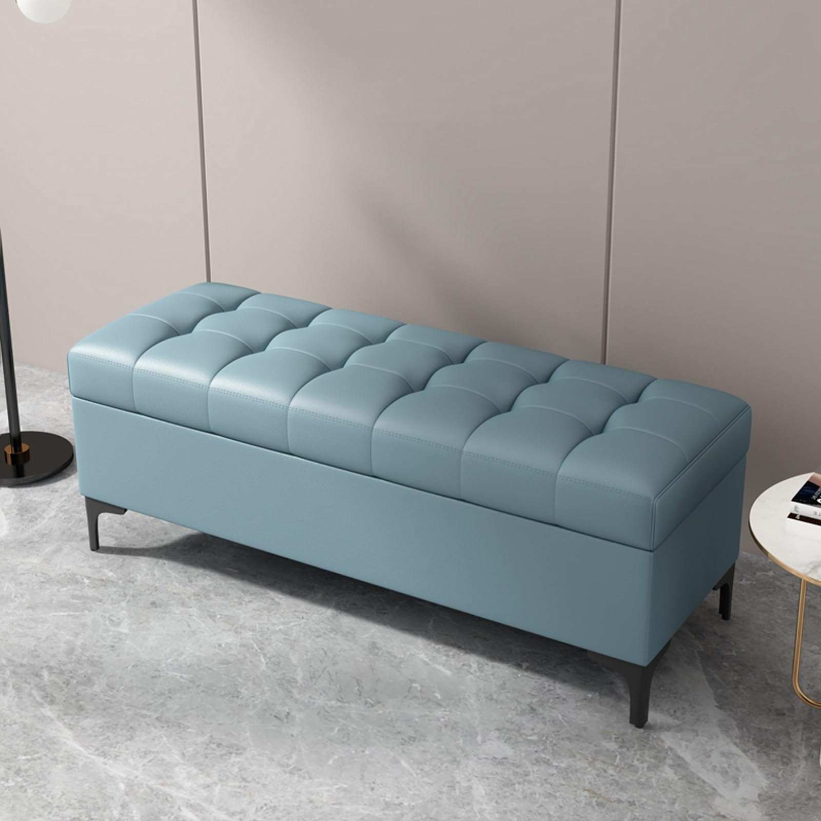GHFXSCV Elegant Storage Pouf - Rectangular Footrest for Bedroom & Living Room - Multifunctional Shoe Bench, Container Stool, Space-Saving - Modern Design