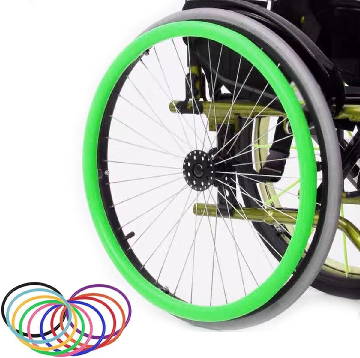 Fundas de silicona para llantas de silla de ruedas de 22/24 pulgadas, funda protectora para empuñaduras de ruedas traseras, accesorios para mayor agarre y comodidad (paquete de 6)