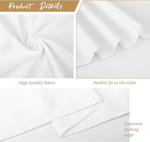 Miniatura 3 de Paquete de 8 manteles de poliéster blanco de 120 pulgadas para mesas redondas, bodas, banquetes, recepción de restaurantes
