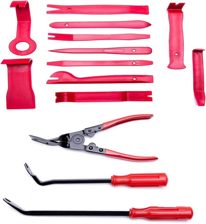 HYB 14 Pcs Auto Trim Removal Tool Set with Clip Pliers & Fastener Removers Strong Nylon Door Panel Tool kit