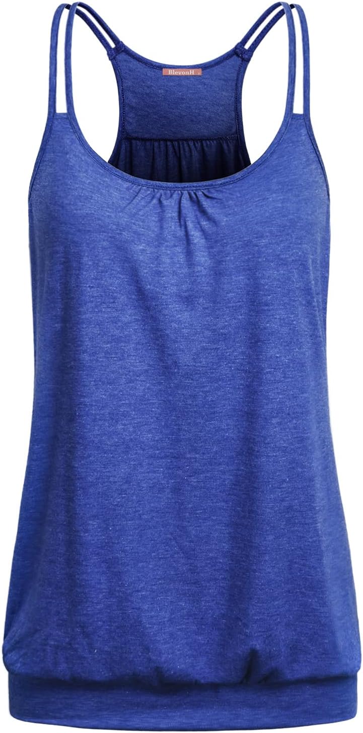 NEWMEENBlevonh Women's Scoop Neck Spaghetti Strap Racerback Sports Cami Tank Tops