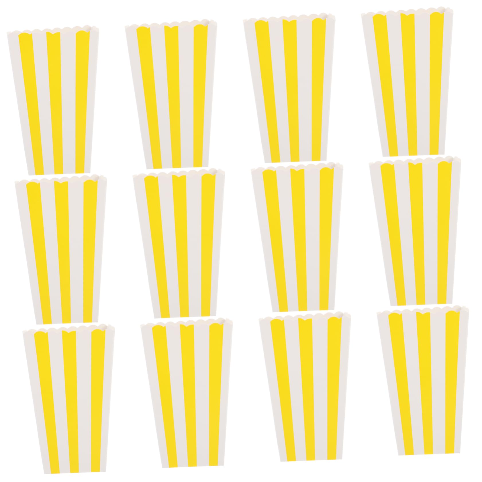 Mobestech 12Pcs Simple Popcorn Boxes Practical Snack Containers Theaters Birthdays and Parties Striped Design for Popcorn Candy and Biscuits