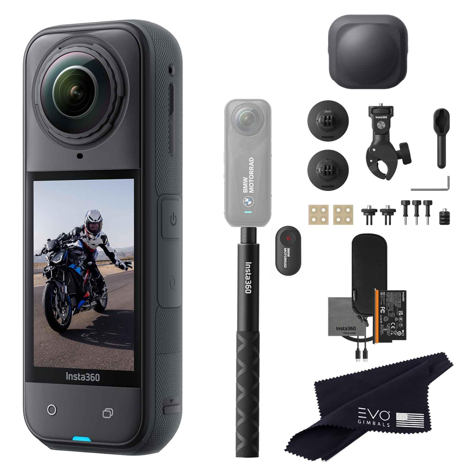 Insta360 X5 BMW Motorrad Limited Edition Motorcycle Bundle-8K Waterproof 360 Action Camera with 1/1.28" 48MP Sensors, 8K 360 HDR|Includes Motorcycle Bundle, Action Invisible Selfie Stick, Lens Cap