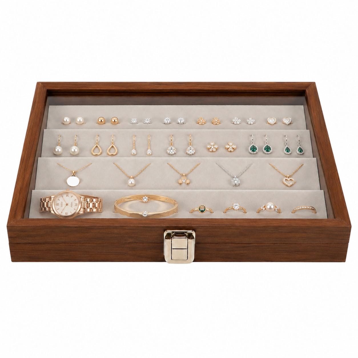 Rangement boucles d'oreilles bois Healeved boîte bijoux compartimentée