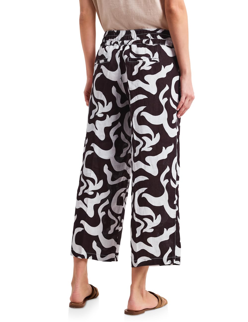 Street One Damen Mid Waist Wide Leg Hose mit Print 3817416