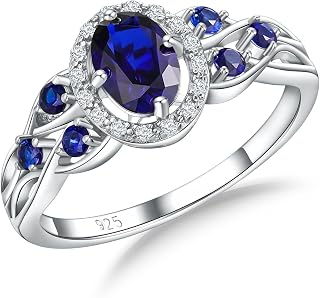 CAIDIKA 925 Sterling Silver Celtic Knot Birthstone Engagement Ring for Women - Moissanite Oval Gemstone Promise Ring, Sizes 6-10