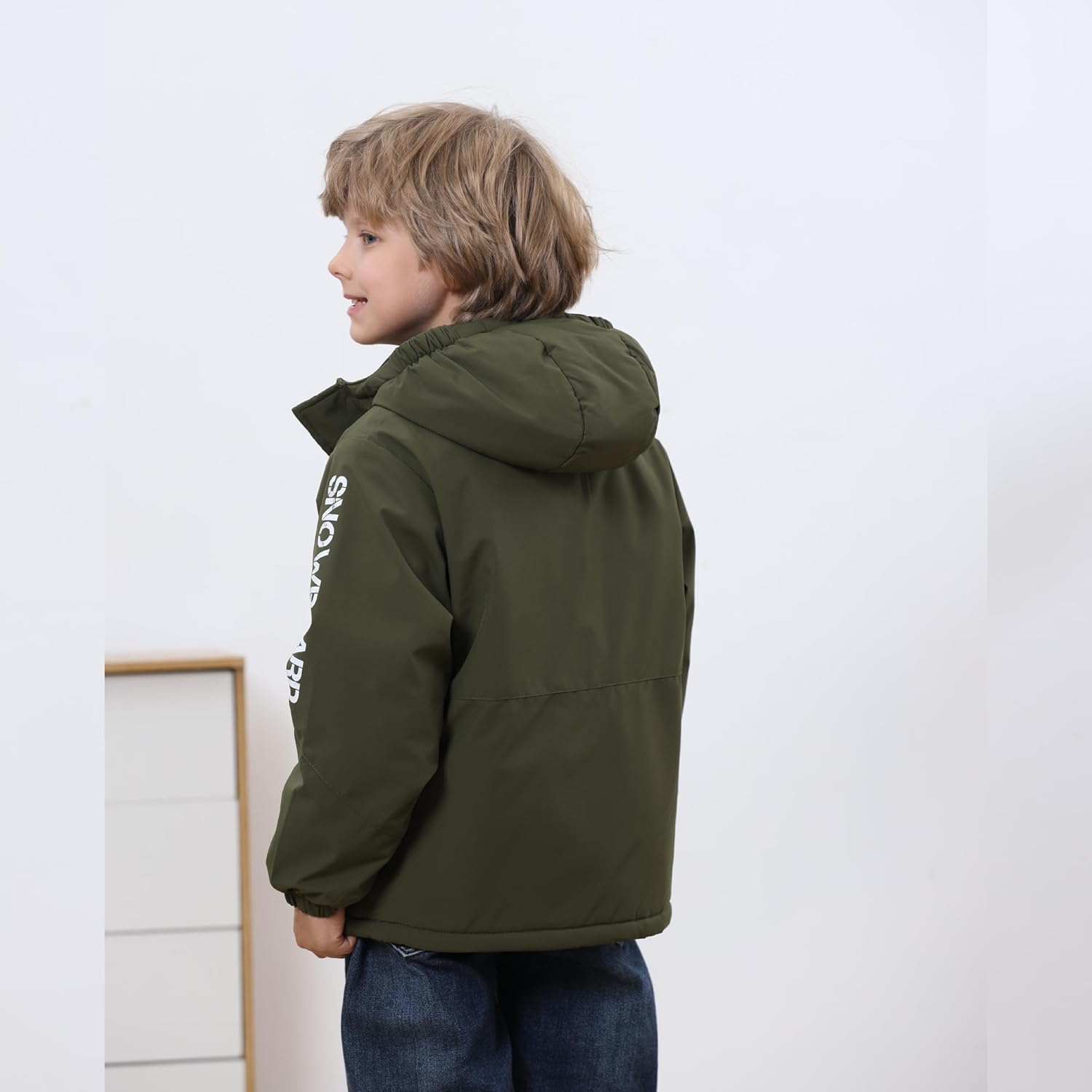 Boys' Waterproof skiing Jacket - Winter Fleece Lined Snowboarding Coat with Hood, Windproof Thermal Outer Shell for Kids - Image 3