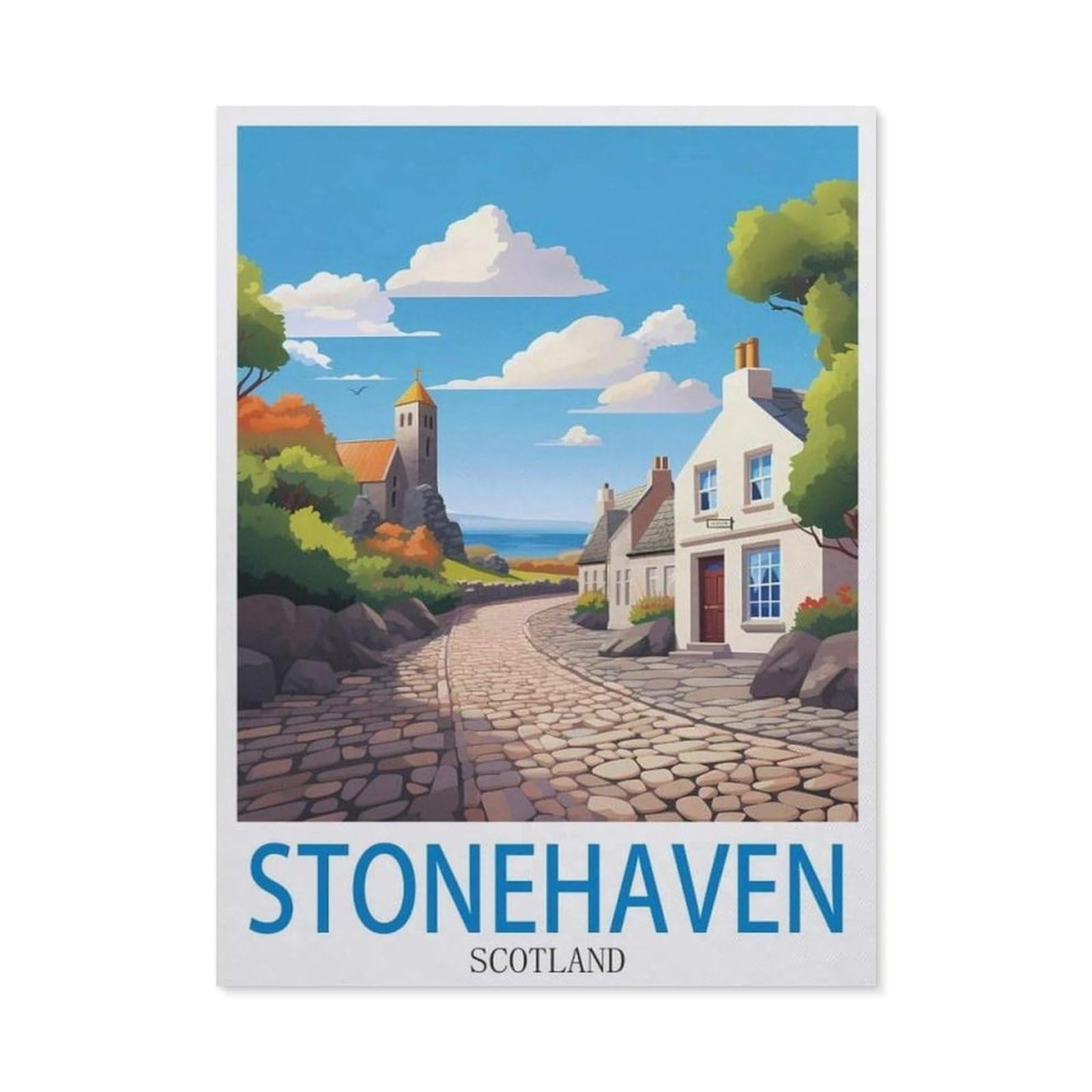 BEAYODKP 5D DIY Diamond Painting，Stonehaven Scotland（40 x 50 cm）
