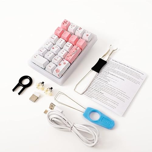 Miniatura 7 de BOYI TD21 - Teclado numérico intercambiable en caliente, 21 teclas, mini teclado portátil Numpad Bluetooth 5.02.4GHzteclado con cable de número PBT,