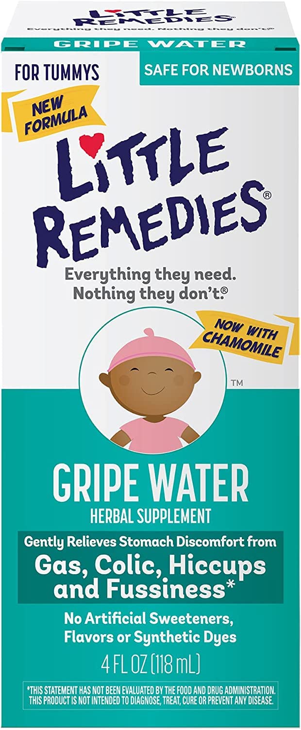 Little Remedies Gripe Water for Babies, With Chamomile, for Baby Gas Relief, No Alcohol or Artificial Dyes, 4 Fl Oz, Pack of 6