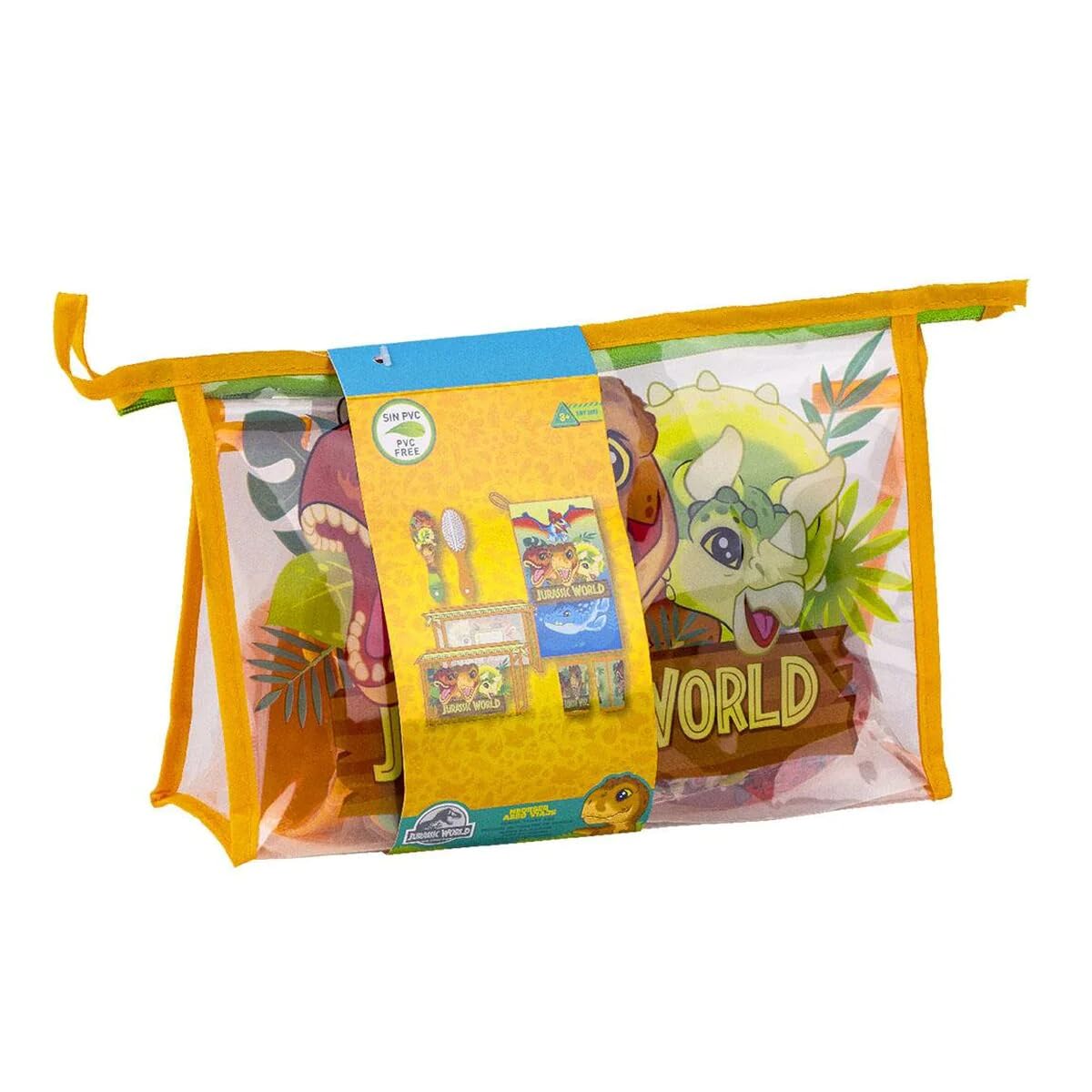 CERDÁ LIFE'S LITTLE MOMENTS Neceser de Aseo de Jurassic Park - Cierre de Cremallera - 23 x 15 x 8 cm - Incluye Accesorios - Diseño Impermeable - Ideal para Llevar de Viaje - Producto Original Diseñado en España