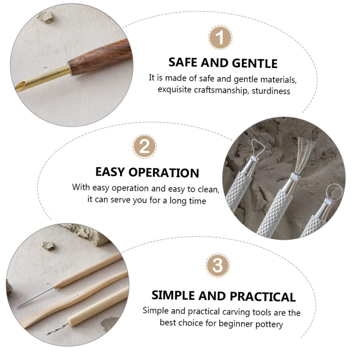 Angoily Juego De 3 Herramientas Para Esculpir Arcilla Para Trabajar Tallar Forma Tallar Para Empezar Hornear Arcilla Herramientas Modelar Kit Versátil Para Esculpir