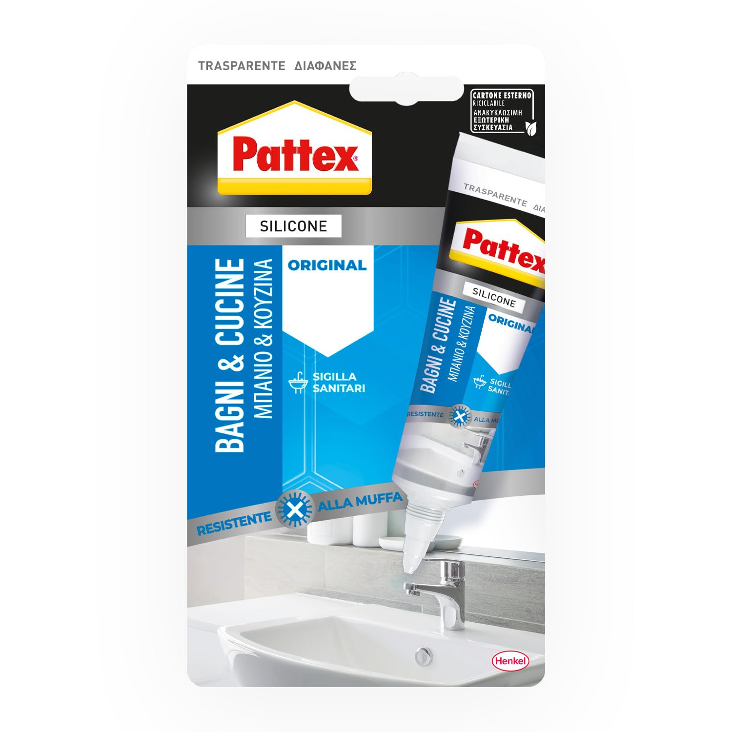 Pattex Bagni & Cucine Original Silicone Trasparente Sigillante, 50 ml