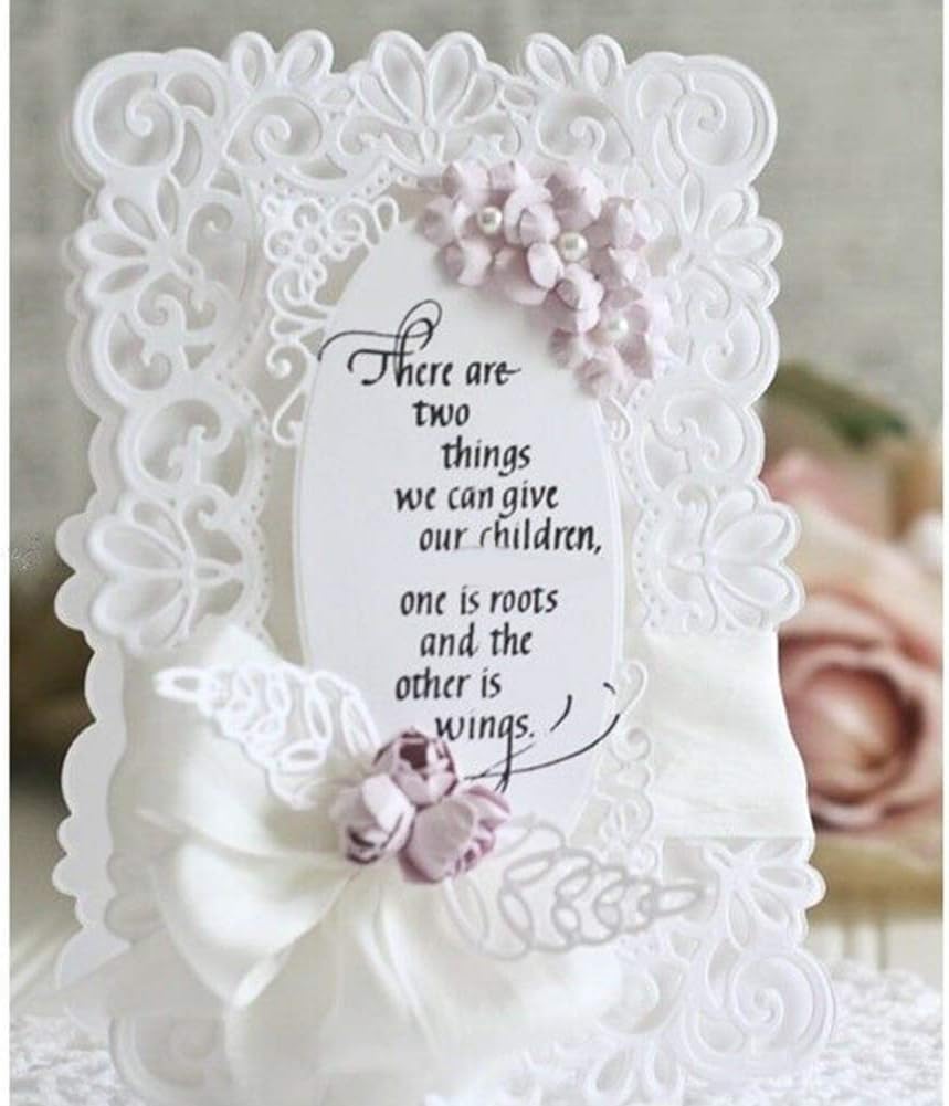 Lace Background Frame New Metal DIY Cutting Dies for Card Making,Scrapbook Paper Cards Album Stencil Silver