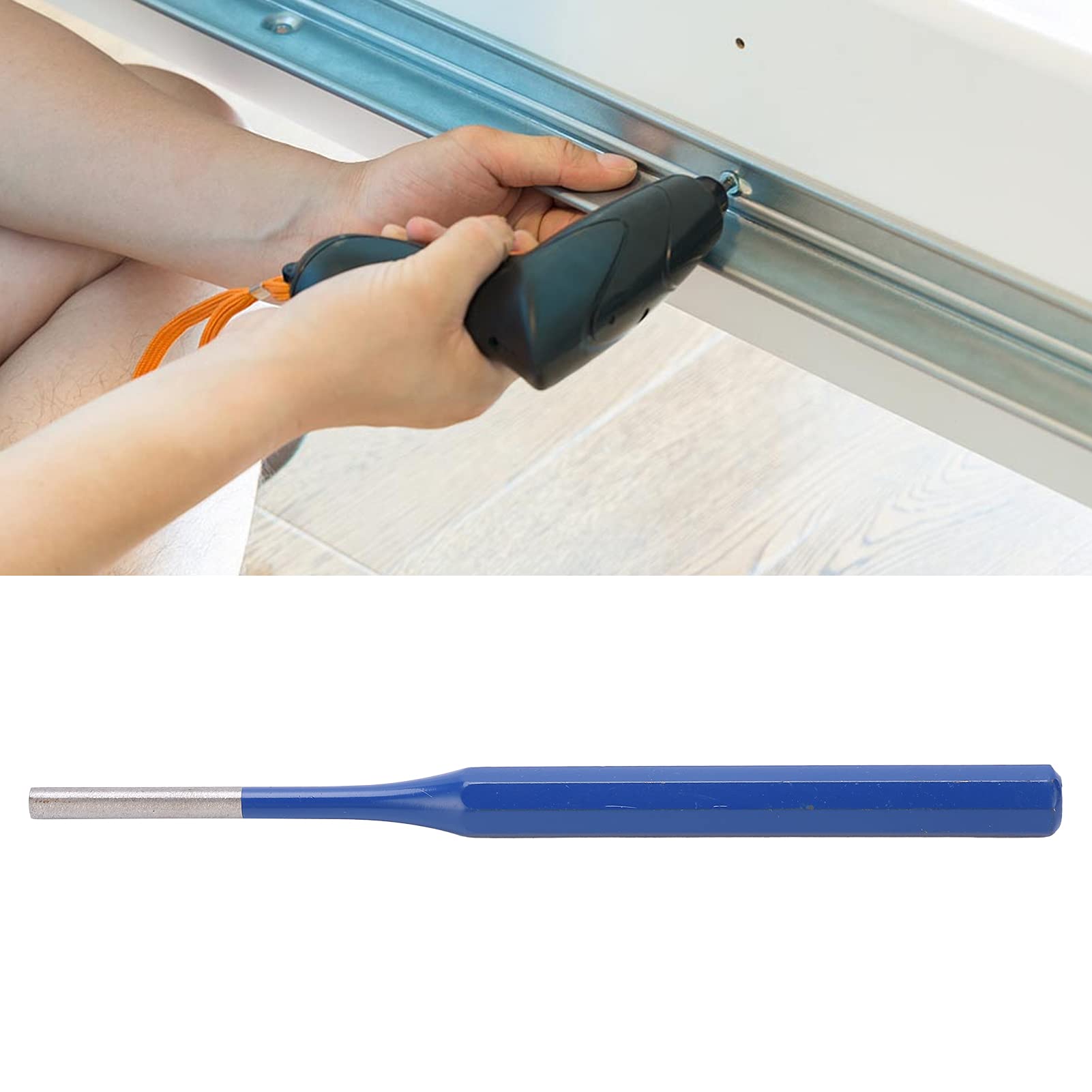 Cylindrical Pin Punch, High Hardness Pin Punch Professional Grade Cylindrical Shape CRV V Blue Spray Treatment 5mm for Automotive, Watch Repair Jewelry and Craft