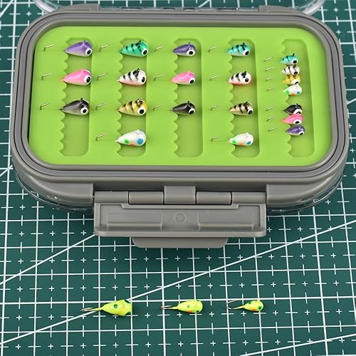 Miniatura 4 de Kit de plantillas de pesca en hielo de tungsteno, 24 piezas de 3.240.197 in de lágrima de pesca en hielo señuelos con surtido de cajas de plantillas