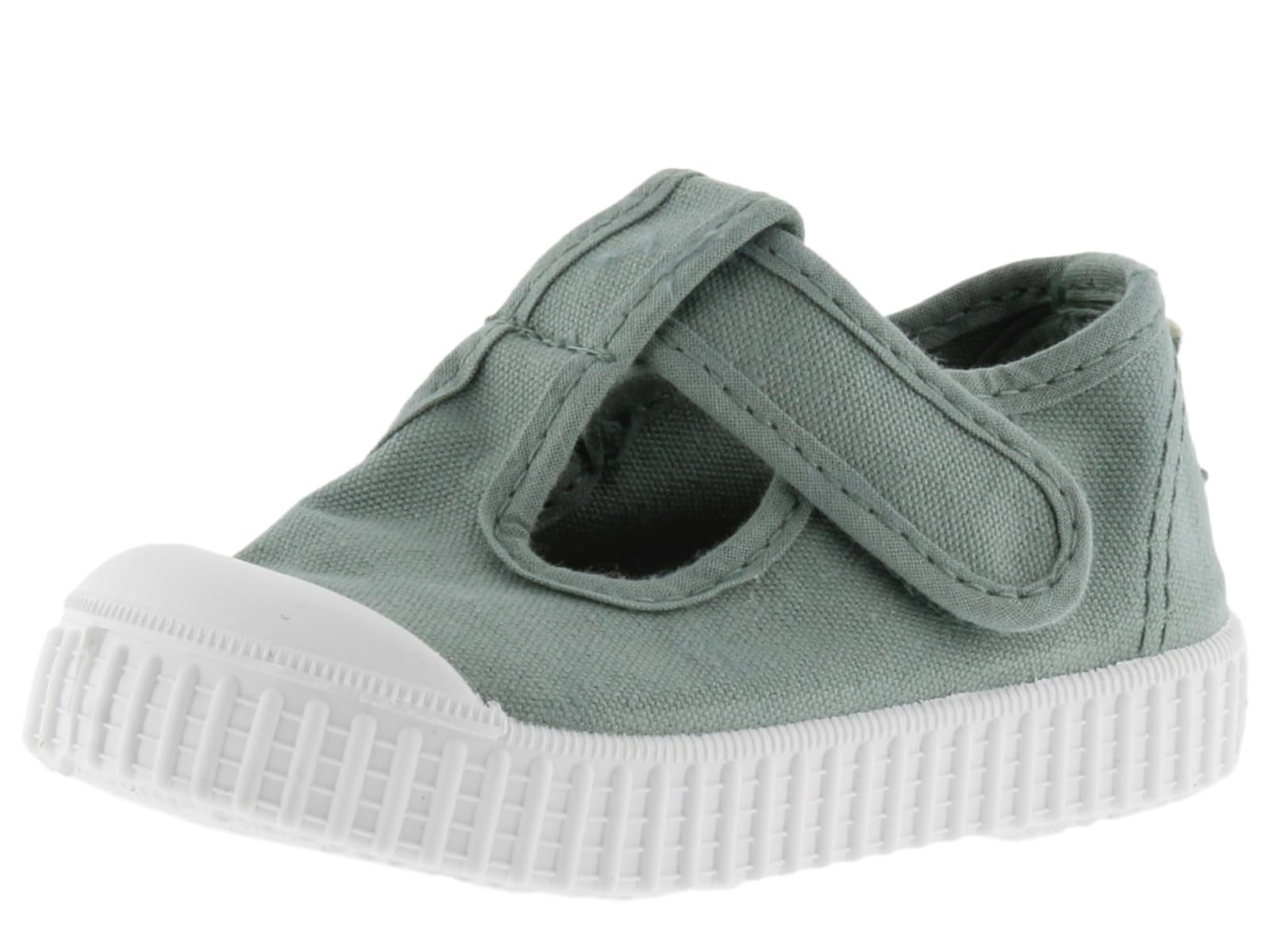 victoria Unisex 1915 Dyed Canvas Mary Janes DREC & Hook-and-Loop Strap & Reinforced Toe 136605 for Kids Jade 22
