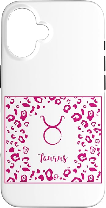 Taurus Zodiac Sign Pink Leopard Print Astrology Birth Sign Case for iPhone 16