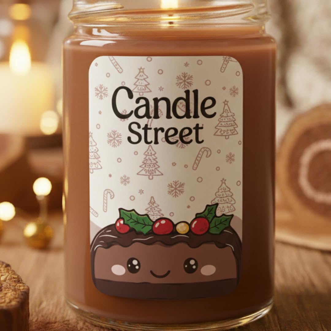 Candle Street – Duftkerze Nougat 500 g | Haselnuss, Mandel und Honig | Kollektion Süße Weihnachten | Große Kerze im Glas, 120 Stunden Brenndauer, perfektes Geschenk für Weihnachten