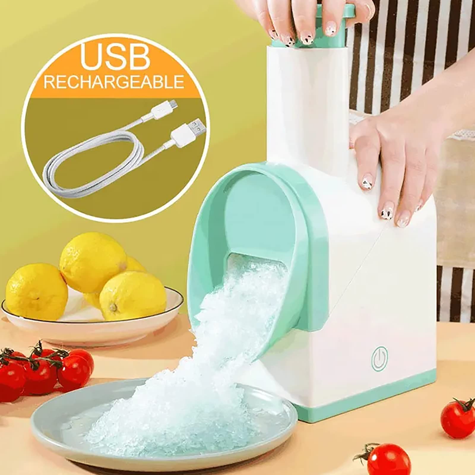Snow Cone Maker, Máquina De Hielo Raspado De 60 W Máquina De Cono De Nieve con Batería De 1500 MAh, Arranque con Un Botón Y Motor Potente, Diseño Dividido, para La Familia, Restaurantes, Bares