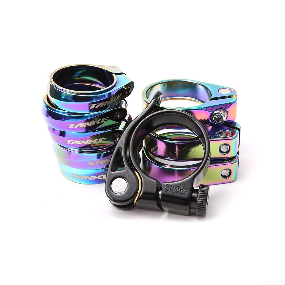 Dolvitrny Seatpost Clamp 28.6mm, Alusmallum Alloy Bike Seat Post Collar For Road MTB Cycling, Lightweight Lasting Quick Release Fastener, And Colourful Options(Black)