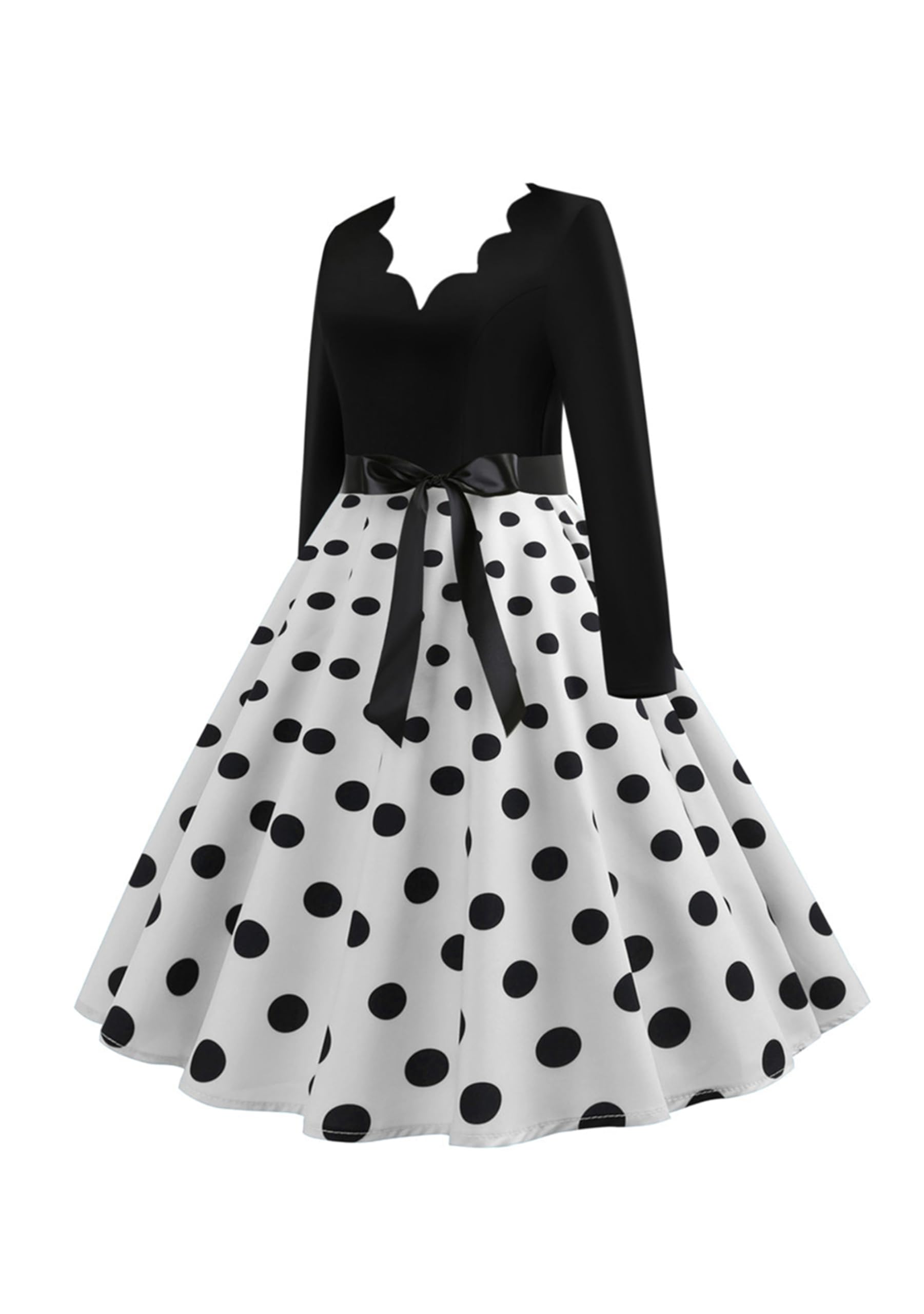 Donna Abito da Cocktail Vintage retrò a Maniche Lunghe Abiti da Cocktail Stile Hepburn Abiti Vintage retrò Rockabilly
