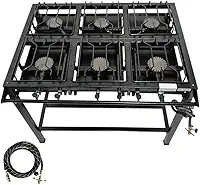 Fogão Industrial 6 Bocas, FERRO FUNDIDO, Base de Aço Carbono, Alta Pressão, 68x95cm