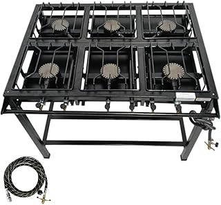 Fogão Industrial 6 Bocas, FERRO FUNDIDO, Base de Aço Carbono, Alta Pressão, 68x95cm