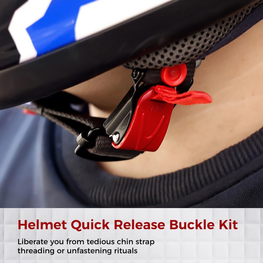 Motorcycle Helmet Buckle Kit with Chin Strap Quick Release, Steel Ratcheted Adapter & Installation Tool, No Snap Removal Needed