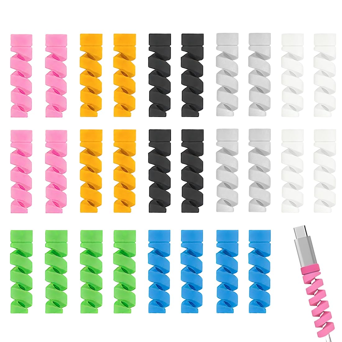 28 Pezzi Protezione Cavo Copri Caricatore Per Caricatore Tipo-C Caricamento Rapido Tutti I Telefoni Cavo Caricatore Cavo Mouse Cavo Usb (7 Colori)